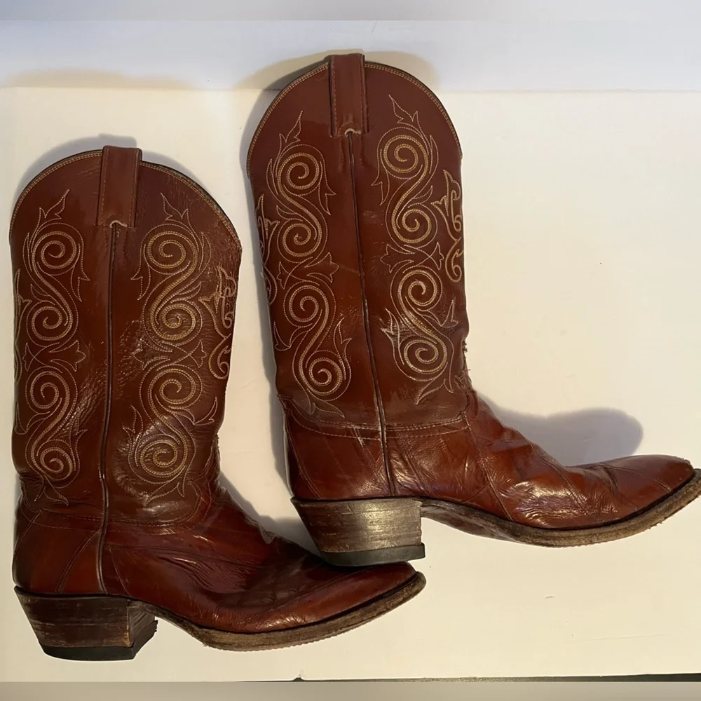 Men's Brown Style 08207 Leather Justin Cowboy Boots Sz 8.5 D